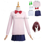 Momo Ayase Cosplay Kostiumas Perukas Anime Dandadan Suknelė Sijonas Mokyklinė Uniforma Auskarai Chokeris Helovino &Scaron;ventė Mergaitėms Moterims L white