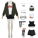 Futaba Sakura Cosplay Kostiumas perukas Moteri&scaron;kas Helovino Pilnas Rinkinys Vienodas Kostiumas Laisvalaikio Paltas Mar&scaron;kiniai Akiniai Ausinės anime cosplay XS（old） black