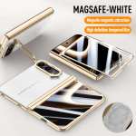 iPhone Duo dėklas Galvanizuotas Matinis Oda Sulankstomas Vyris Su Grūdintu Stiklu Objektyvo Laikiklis Atsparus Smūgiams Galinis Dangtelis Priedai iPhone Duo balta