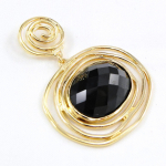 Les Tr&eacute;sors De Lily [G7622] - Pendentif Plaqu&eacute; Or 'Chlo&eacute;' Noir