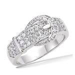Bague Argent 'Ceinture' blanc