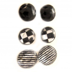 Les Tr&eacute;sors De Lily [L5164] - 3 paires de boucles 'Coloriage' noir gris blanc