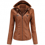 Moteri&scaron;ka dirbtinės odos striukė su nuimamu gobtuvu Motocross Racer Biker Double Zip Slim PU Motociklo trumpas Moto paltas Classic Bomber Vir&scaron;utiniai drabužiai S-4XL 4XL
