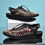 Vasaros vyri&scaron;kos ir moteri&scaron;kos paplūdimio basutės mink&scaron;tu padu batai, austi laisvalaikio &scaron;lepetės 38-47 39 juoda