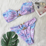 Seksualūs bikini vienspalviai maudymosi kostiumėliai be petne&scaron;ėlių auk&scaron;tu juosmeniu Moteri&scaron;ki maudymosi kostiumėliai S &scaron;viesiai ruda spalva