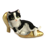 Les Tr&eacute;sors De Lily [A0356] - Figurine r&eacute;sine 'Chat Mode' noir dor&eacute; - 9x6 cm juoda