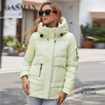 GASMAN 2022 New Fashion Parkas Moteri&scaron;ka apykaklė trumpa plona laisvalaikio gobtuvo ki&scaron;enė &scaron;ilta moteri&scaron;ka pūkinė striukė GM-82175 M geltona