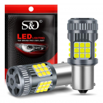 2vnt P21W Led Canbus lemputės 1156 BA15S BAU15S PY21W 1142 BA15D T20 W21W W21/5W T25 P27W P27/7W 3030SMD ventiliatoriaus automobilio posūkio lemputė Be hiperblyksčių lempų 1156 BAU15S PY21W balta
