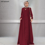 Mygtukas priekyje Kaftan chalatas ilgomis rankovėmis mar&scaron;kiniai ki&scaron;eniniai moteri&scaron;ki maxi suknelė chalatai Artimųjų Rytų modeliai musulmoni&scaron;ko stiliaus Kukli drabužiai ruduo 5XL