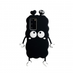 Mielas animacinis juodas 3D dėklas, skirtas Huawei P40 P50 Pro mate 30 40 Pro nova 5 6 7 8 Honor 60 70 prabangus mink&scaron;tas silikoninis telefono dangtelis vaikams P40 juoda