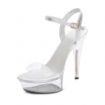 Moteri&scaron;ki Crystal Show Stripper Heels Skaidrūs batai Auk&scaron;takulniai sandalai Moteri&scaron;ki permatomi vestuviniai batai 20 cm Kulnas 10 cm Platforma i&scaron; LFD