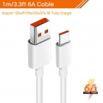 &bdquo;Xiaomi 11 12 13&ldquo; turbo įkroviklio laidas 33W 67W 120W greitas įkrovimas 6A, skirtas Xiaomi Redmi Note 12 11S Note 10 10Pro 10S Note 9 Pro Max POCO X3 X4 X5 PRO 100cm balta