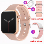 I&scaron;manusis laikrodis Women Ultra Series 9 NFC i&scaron;manusis laikrodis vyrų BT Call vandeniui atsparus belaidis įkrovimas 2,05 colio ekranas, skirtas laikrodžiui 9 three straps rožinė