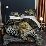 kemila King of the Forest Tiger Leopard 3D antklodės užvalkalas ir lovos pagalvės užvalkalas dvigulės patalynės komplektas Skaitmeninis spausdinimas AU single 140x210