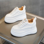 Fujin 9 cm, moteri&scaron;ka platforma, plei&scaron;tas, laisvalaikio rudeninė karvė Natūralios odos, moteri&scaron;ka, tvirta, ergonomi&scaron;ki batai ant kulk&scaron;nies, stambūs sportbačiai spyruokliniai batai 36 balta