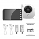 2,4 GHz FHSS monitorius su kamera 720P 4,3 colio LCD ekrano vaizdo kamera 2 krypčių garso verkiantis judesys US Plug balta