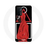 Coque pour Oppo A74 5G Squid Game logo symboles triangle carre cercle Fond Noir