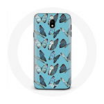 Coque pour Samsung Galaxy J7 2017 Papillons Fond bleu