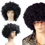 Juodas Afro Garbanotas Perukas Suaugusiųjų puo&scaron;ni suknelė 70-ųjų teminio vakarėlio Cosplay Disco Unisex