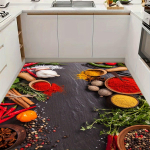 Spice Print Neslystantys kilimėliai Virtuvės kilimėlis Mink&scaron;tas sutir&scaron;tintas virtuvės grindų kilimėlis, atsparus vandeniui vintage, sugeriantis, neslidus, aliejui atsparus grindų kilimėlis. 40*60cm