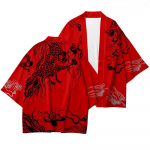 Kinų stiliaus drakono totemo taoistinis chalatas, 3D spausdintas japoni&scaron;kas megztinis kimono naktiniai mar&scaron;kiniai XS