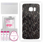 apgo Protective Skin Sticker for the back compatible with Samsung Galaxy S6 Edge SM-G925F, Wrap Film, Foil, Vinyl - Pattern Carbon Black Pixel