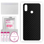 apgo Protective Skin Sticker for the back compatible with Xiaomi Mi 8 Explorer, Wrap Film, Foil, Vinyl - Pattern Carbon Black