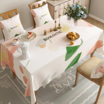 Stačiakampis vandeniui atsparus medvilninis lininis stalo užvalkalas su gėlėmis ir pauk&scaron;čiais marginta staltiesė, neslystanti, atspari dilimui namų staltiesė 90x90cm 1pcs