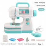 Vaiki&scaron;ka &bdquo;pasidaryk pats&ldquo; elektrinė dviejų siūlų siuvimo ma&scaron;ina: Imituotas lengvas buitinis siuvimo prietaisas, idealus rankų darbo žaislas mergaitėms. žalia