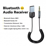 &bdquo;Essager&ldquo; USB &bdquo;Bluetooth Aux&ldquo; adapteris, USB raktas su 3,5 mm lizdo garso belaidžiu laisvų rankų įrangos rinkiniu, skirtas automobiliniam stereo imtuvui, USB siųstuvui Bluetooth v5.0 juoda