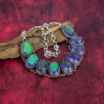 Violetinis trigubas opalas rankų darbo brangakmenių vėrinys, 925 prabos sidabro vėrinys, antikvariniai papuo&scaron;alai, sužadėtuvių dovanai Adjustable With 18 Inches violetinė