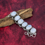 Vaivoryk&scaron;tinis Mėnulio Akmens Apyrankė Brangakmenių Papuo&scaron;alai, 925 Prabuotas Sidabro Apyrankė, Rankų Darbo Graži Papuo&scaron;alų Apyrankė Adjustable with 8 inches balta