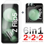 6 i&scaron; 1 (2+2+2)[ Skirta Samsung Galaxy Z Flip 6 5 ekrano apsaugai] Lanksti TPU plėvelė + maža ekrano apsauga Mink&scaron;ta plėvelė + fotoaparato objektyvo mink&scaron;ta plėvelė For Glaxy Z Flip 6 gryna