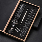 Prabangios krokodilo ra&scaron;to laikrodžio apyrankės, odinės 18 mm 20 mm 22 mm 24 mm su nerūdijančio plieno automatinio užsegimo rankinio laikrodžio apyranke 20mm