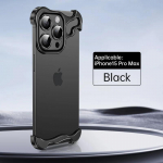 Prabangus metalo titano lydinio netaisyklingas telefono dėklas, skirtas iPhone 16 15 14 Plus 13 12 Pro Max Alien aliuminio objektyvo žiedo apsauginis dangtelis For iPhone 16 Pro juoda