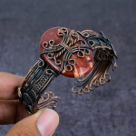 Raudono gyvatės odos brangakmenio rankų darbo varinės vielos apvyniojimo rankogalių apyrankė, reguliuojama l1Y99