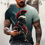 &bdquo;Sparta Graphic Tee&ldquo; vyri&scaron;ki mar&scaron;kinėliai vyrams Drabužiai, dideli mar&scaron;kinėliai, vyri&scaron;ki mar&scaron;kinėliai, 3D spausdinimas, vasaros vir&scaron;utiniai drabužiai, kasdieniai trumpomis rankovėmis gatvėje S