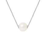 PERLINEA - Collier Perle de Culture d'Eau Douce AAA+ Ronde 9-10 mm - Blanc Naturel V&eacute;nitienne Argent 925 Milli&egrave;mes - Bijoux Femme