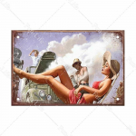 Graži mergina Vintažinis metalinis plakatas Retro skardos plok&scaron;telė Kompakti&scaron;ko automobilio skardiniai ženklai Lenta Namų Pub Baras Kavinė Garažas Sienų dekoras 20x30 CM 20x30cm