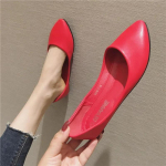 Madingi moteri&scaron;ki batai Oda mink&scaron;tas padas saldainiai, seklios burnos, viengubi batai plok&scaron;čiakulniai batai, slystantys plius dydis, brandus Zapatos De Mujer 33 raudona