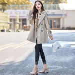 Moteri&scaron;ka didelio dydžio vidutinio ilgio Trench Coat Business Slim striukė Biuro striukė XS