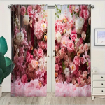 2 vnt. Komplektas Eleganti&scaron;kos gėlių ir augalų ra&scaron;to užuolaidos su ki&scaron;ene karnizui, skirtos privatumui ir dekorui svetainėje, miegamajame, virtuvėje W120X270H(cm)x2Pcs&Hook
