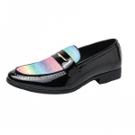 Pavasariniai kelnaitės vyrams Kokybi&scaron;kos blizgios odos apvalios pir&scaron;tinės Slip-On Mados tendencijos Modelis Slip-on Vyri&scaron;kos suknelės Batai Vakarėlis naktinio klubo batai 38