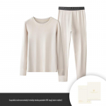 Moteri&scaron;kas dvipusis flisinis termo apatinių drabužių komplektas - vientisos spalvos, storas, apvaliu kaklu, puikiai tinka rudeniui ir žiemai 2XL &scaron;ilta balta spalva