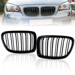 2 vnt Automobilių grotelės dvigubos linijos priekinio buferio inkstų grotelės, suderinamos su E84 X1 18i 20i 25i 28i 2009&ndash;2015 m. automobilių priedais juoda