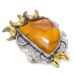Mookaite Handmade 925 Sterling Silver Jewelry Two Tone Ring Size 9 i2f51