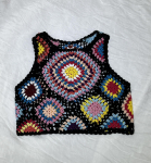 Bohemi&scaron;kas kvadratinis nėrimo bikinio uždengiamasis topas One Size balta