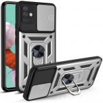 &Scaron;arvuotas smūgiams atsparus dėklas Samsung Galaxy A11 A31 A51 A71 M11 M51 A21s, su magnetiniu žiediniu laikikliu automobiliui, stumdomu kameros apsaugos dangteliu For Galaxy A11 EU sidabras