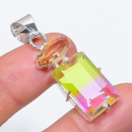 Natural Bi-Color Tourmaline, Morganite 925 Sterling Silver Pendant 1.77 c8v27