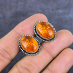 Baltic Amber Gemstone Handmade 925 Sterling Silver Cufflinks h1y13